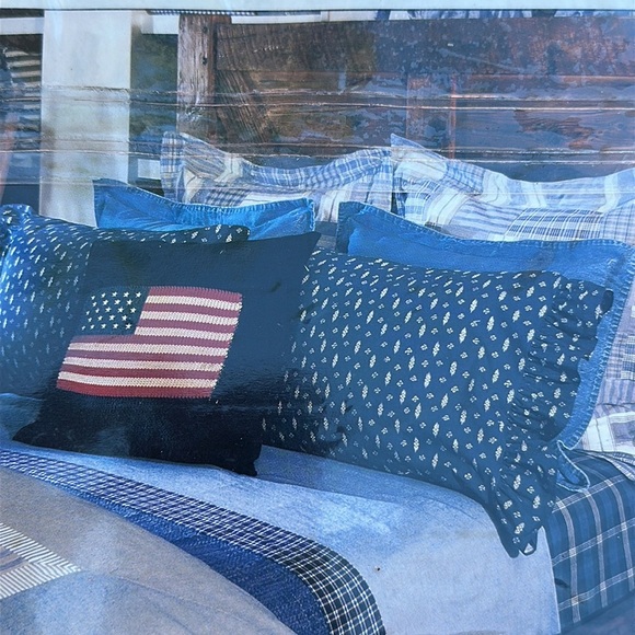 Ralph Lauren Denim Sweetwater 100% Cotton Plaid Twin Flat Sheet - Picture 1 of 3